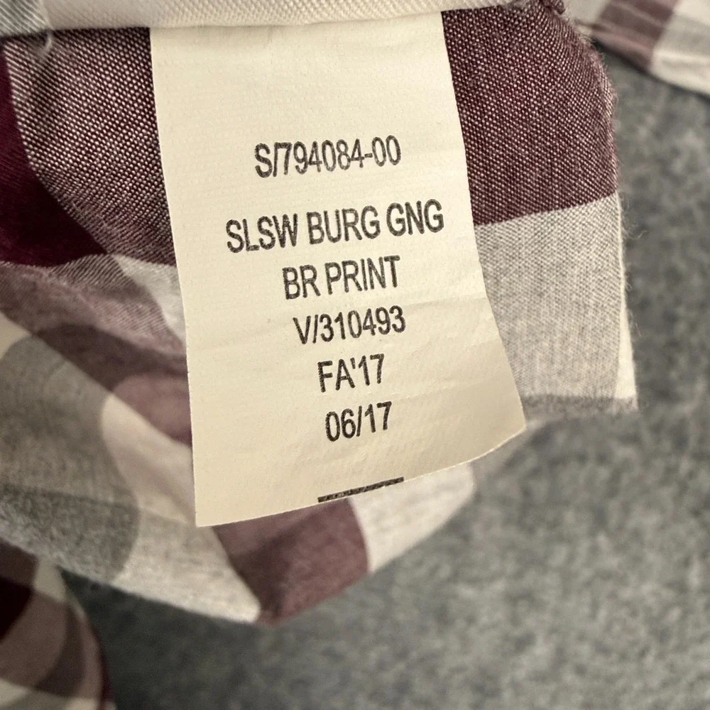 Banana Republic Soft Wash Slim Fit Plaid Button Down Shirt Men's L Burgundy Gray